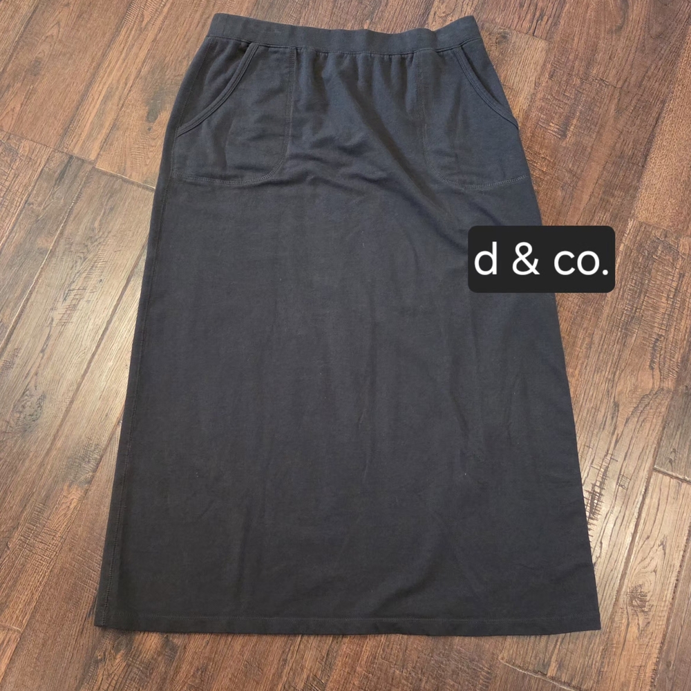 Denim And Company Cotton Maxi Skirt Olive Green With Pockets